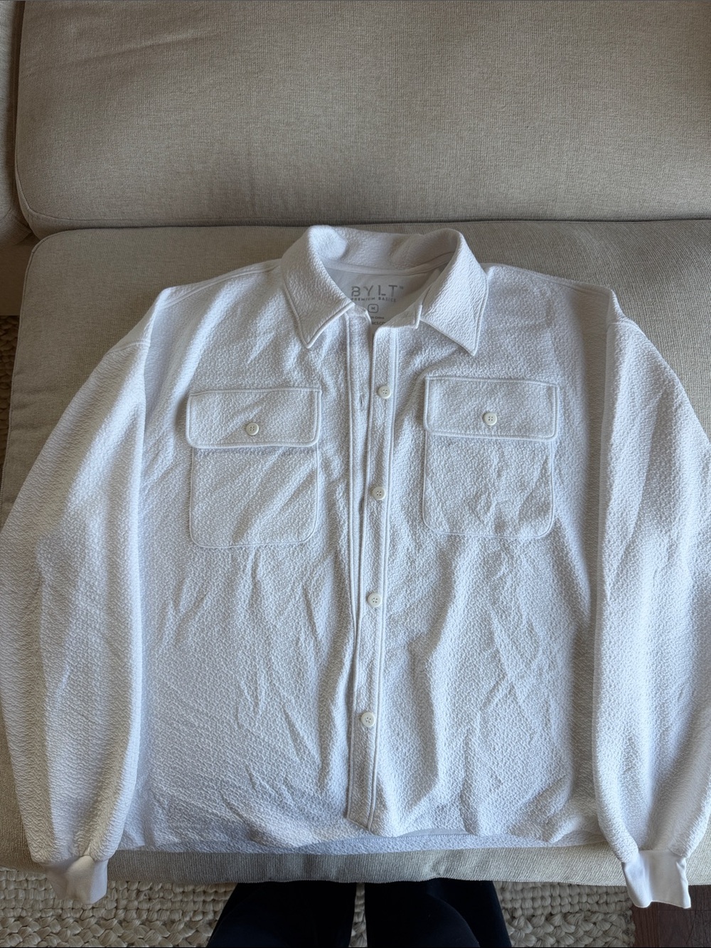 BYLT Basics White Textured Shirt Jacket
